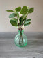 Teal Glass Vase with Eucalyptus, Teal Round Glass Vase, Vase with Flowers, Vase with Eucalyptus, Blue Vase, Green Vase